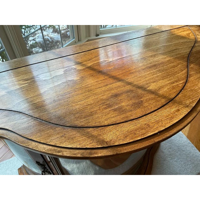 Vintage French Provincial Style Lighted Demilune Curved Glass Console ...