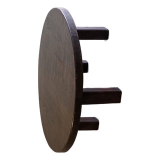 Large Round Brutalist Coffee Table in Oak, 1960s For Sale