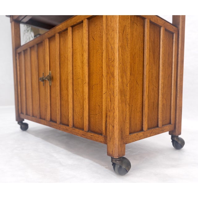 Flip Top Mid Century Modern Serving Cart Two Doors Compartment on Wheels MINT