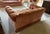 Mid Century, low profile, Henredon- Schoonbeck sofa upholstered, button tufted in the most lovely peach/apricot velvet...