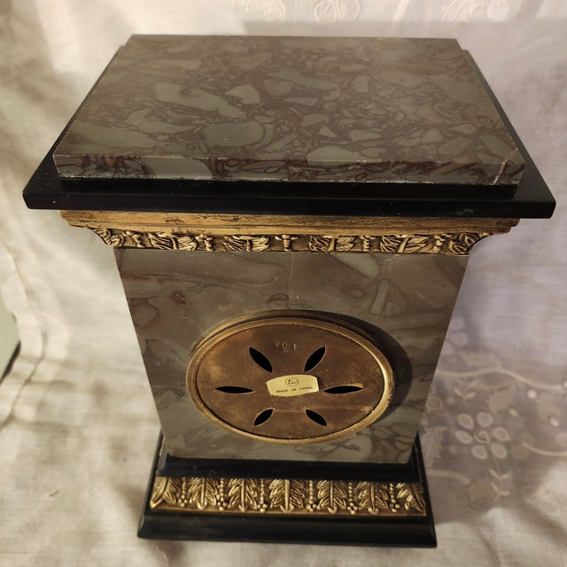 Rose 1970s Neoclassical Empire Revival Rose Breccia Marble & Gilt Metal Mantel Clock For Sale - Image 8 of 17