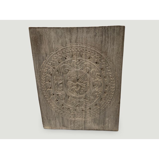 1930s Antique Carved Teak Wood Panel For Sale - Image 5 of 5