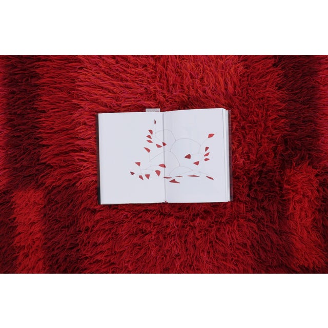 Red Vintage Swedish Rya Rug With Crimson Red Geometric Grid - Rug & Kilim For Sale - Image 8 of 9