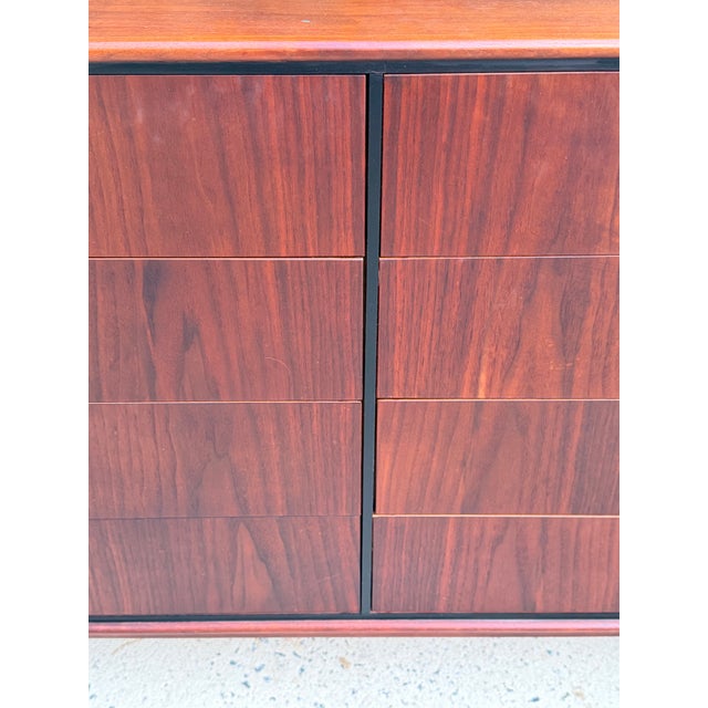 Wood MidCentury Modern Black Walnut 6 Drawer Dresser For Sale - Image 7 of 17