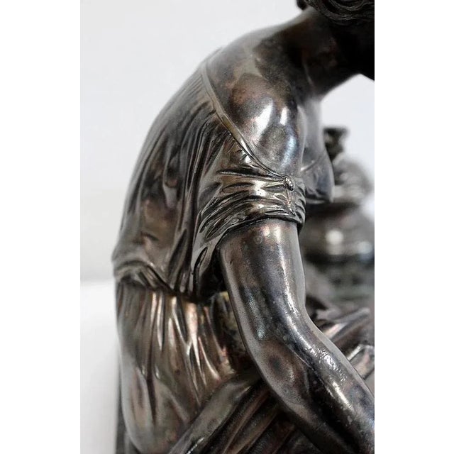 Double Inkwell in Silver-Plated Bronze & Sea Green Marble, 1900s For Sale - Image 18 of 18