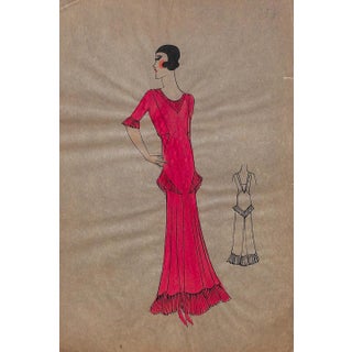 Lanvin of Paris C1920s Original Fashion Illustration in Gouache For Sale
