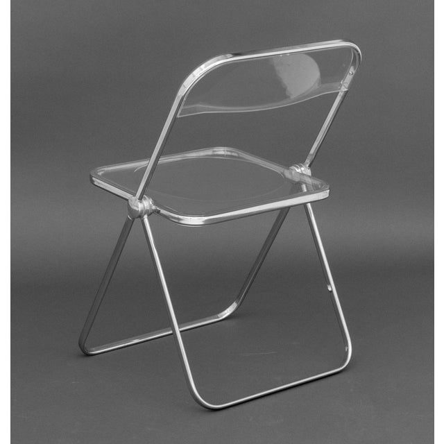 Giancarlo Piretti "Plia" Chrome and Acrylic Folding Chairs, Set of 8 For Sale - Image 10 of 12