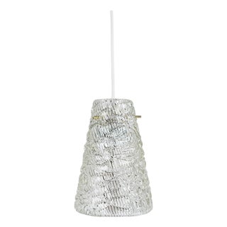 Mid-Century Textured Glass and Brass Pendant Lamp by J. T. Kalmar, Austria, 1950s For Sale