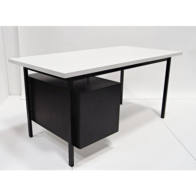 Writing Desk in Black Stained Oak with White Lacquered Top by Herbert Hirche for Christian Holzäpfel KG, Germany, 1960s For Sale - Image 4 of 18