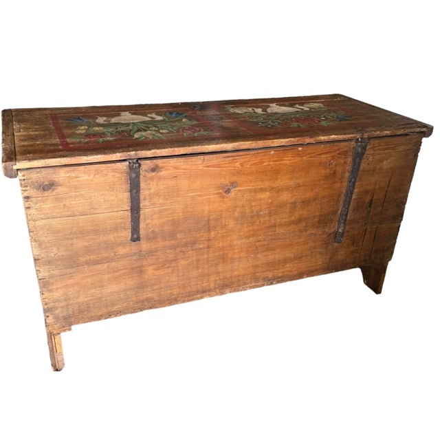 Brown 18th Century French Painted Trunk For Sale - Image 8 of 11
