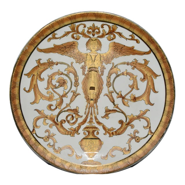 1950s Monumental Guild Medusa Angel Porcelain Neo-Classical Decoration Wall Plate For Sale