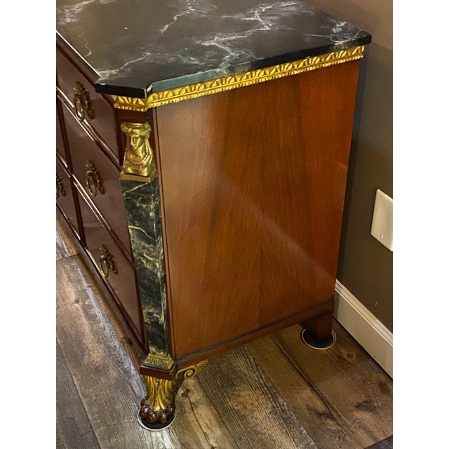 Wood Vintage John Widdicomb Empire Style Dresser Faux Marble For Sale - Image 7 of 8