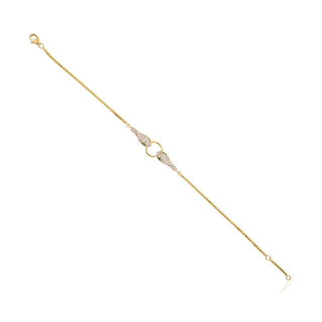 Transitional 18k Gold Emerald Diamond Snake Bracelet For Sale - Image 3 of 10