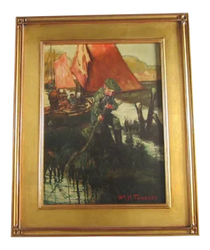 Young Boy Fishing Oil Painting