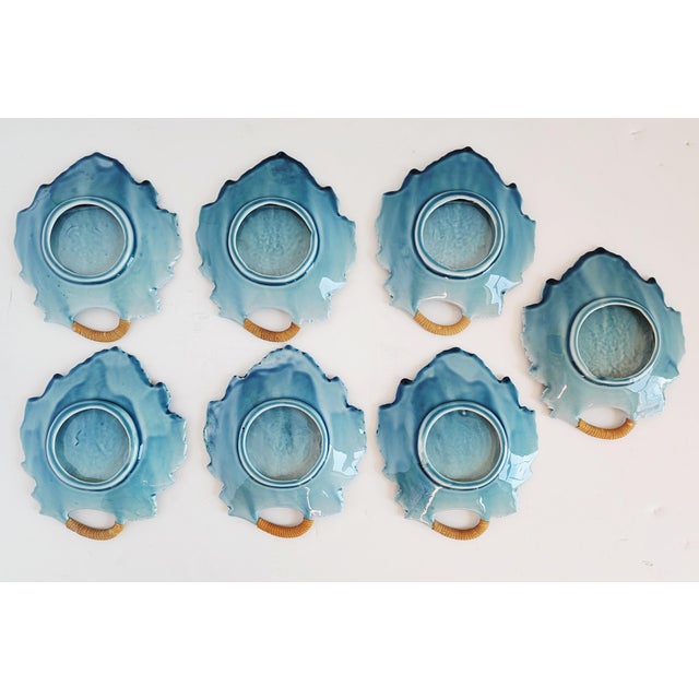 Vintage Mid-Century Century Majolica Leaf Plates - Set of 7 For Sale - Image 12 of 12