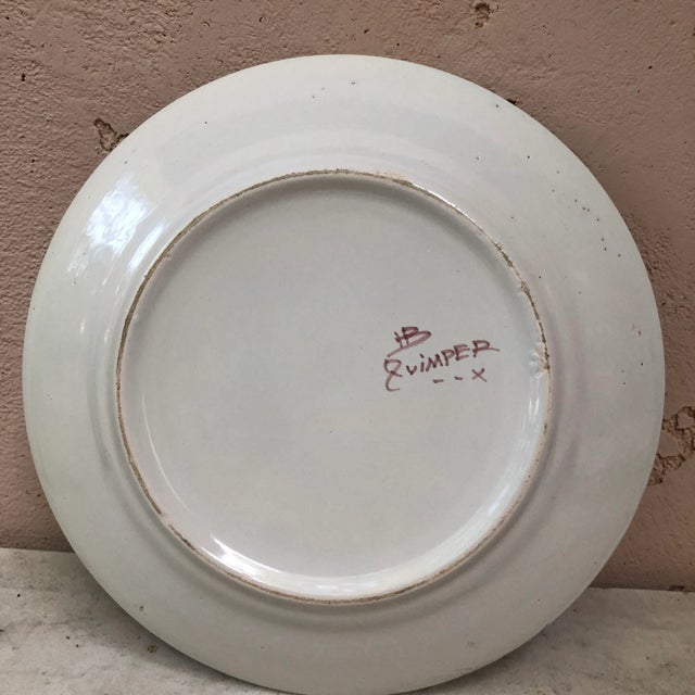 Henriot Quimper French Faience Plate Henriot Quimper, Circa 1930 For Sale - Image 4 of 5