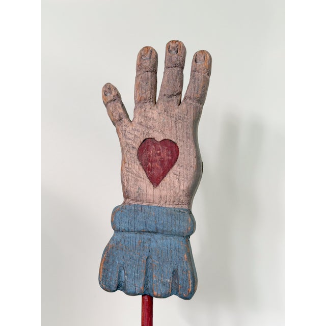 Odd Fellows Folk Art Wood Sculpture, Vintage Heart in Hand Carving For Sale - Image 9 of 12
