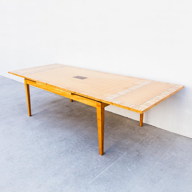 1990s Italian Satinwood Expandable Dining Table Attributed to Giorgio Collection For Sale - Image 10 of 14
