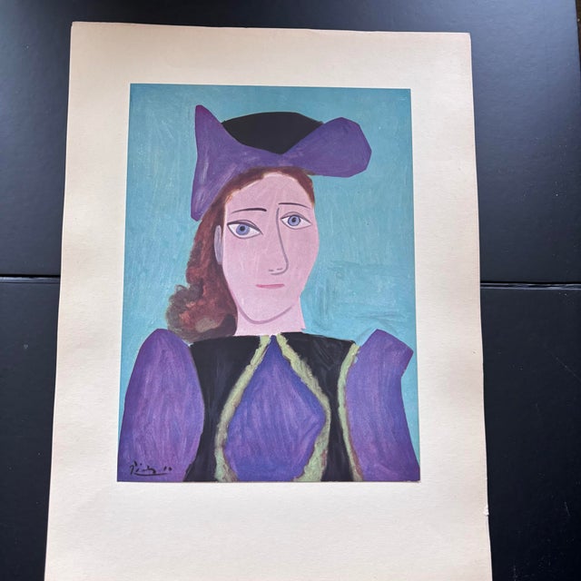 Printmaking Materials After Pablo Picasso, Portrait of "Portrait of D. M." | Limited Edition | Signed in Plate | 1940s Swiss Lithograph For Sale - Image 7 of 7