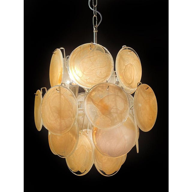 Glass Vintage Italian Murano Chandelier with 24 Gold Disks, 1990s For Sale - Image 7 of 13