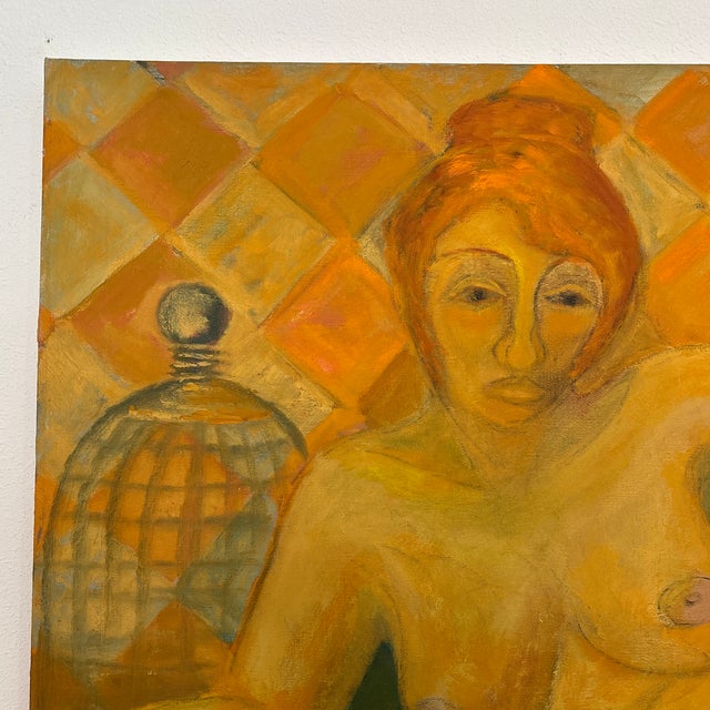 Impressionist Mid-Century Impressionist Painting on Canvas of a Woman For Sale - Image 3 of 11