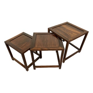 Vintage Solid Rosewood Nesting Tables For Sale