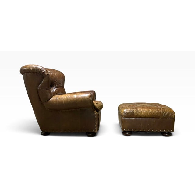 Vintage Ralph Lauren Writer's Chair and Ottoman, 2000s For Sale In Philadelphia - Image 6 of 9