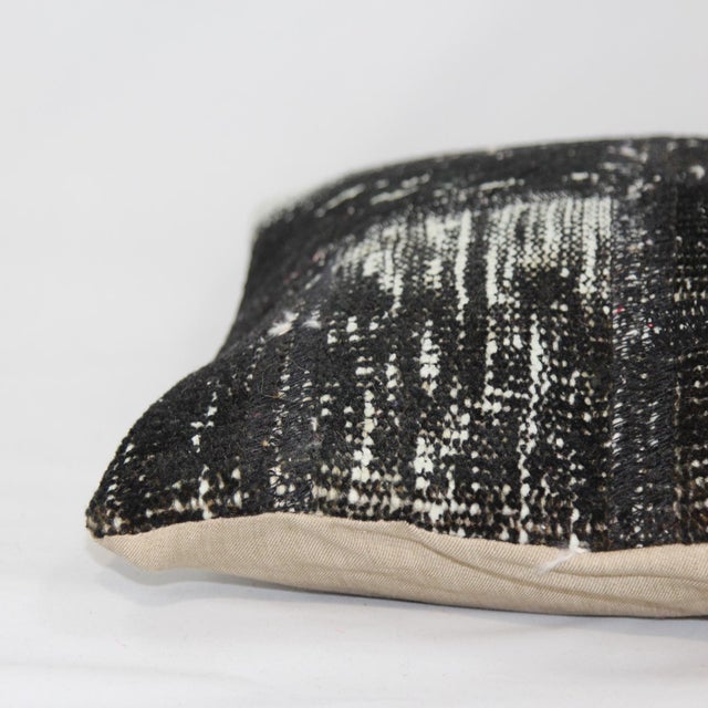 Turkish Handmade Black & Gray Kilim Pillow Chairish