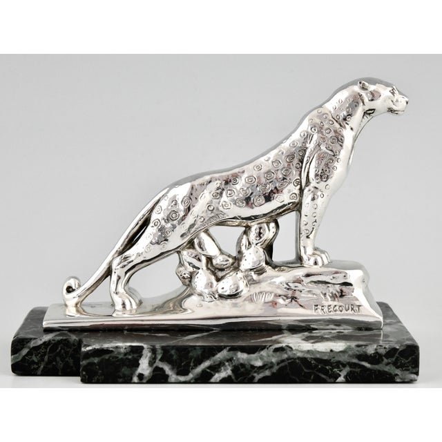 1930s Art Deco Silvered Panther Bookends by Maurice Frecourt, 1930, Set of 2 For Sale - Image 5 of 12