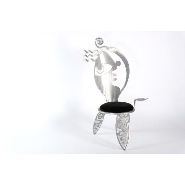 Postmodern Cubist Girl Aluminum Chair by Christopher Royal for Rockledge Design Studio For Sale - Image 3 of 11