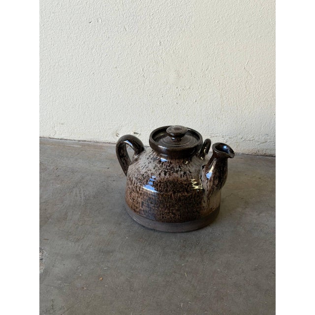 Vintage Danish Studio Pottery Teapot – Brown Drip Glaze Stoneware, 1970s For Sale - Image 9 of 9