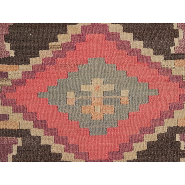 Textile 1970s Vintage Handmade Wool Cotton Purple Runner Rug For Sale - Image 7 of 11