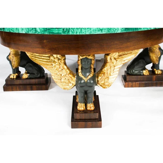 1950s Vintage Patinated Bronze Coffee Table in Malachite and Walnut, 1950s For Sale - Image 5 of 18