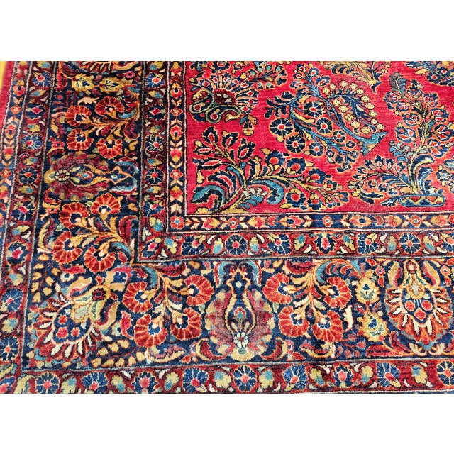 Antique Oversized Persian Sarouk Area Rug, Hand-Knotted Wool, Allover Floral Pattern, 10x18, Red & Navy For Sale - Image 18 of 18
