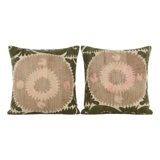 Uzbek Suzani Pillow Cover 24'' X 24'' - Set of Two For Sale