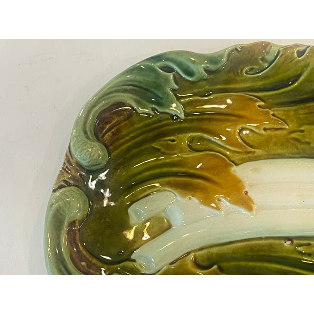 Ceramic French Majolica Asparagus Dish, c.1890 For Sale - Image 7 of 11