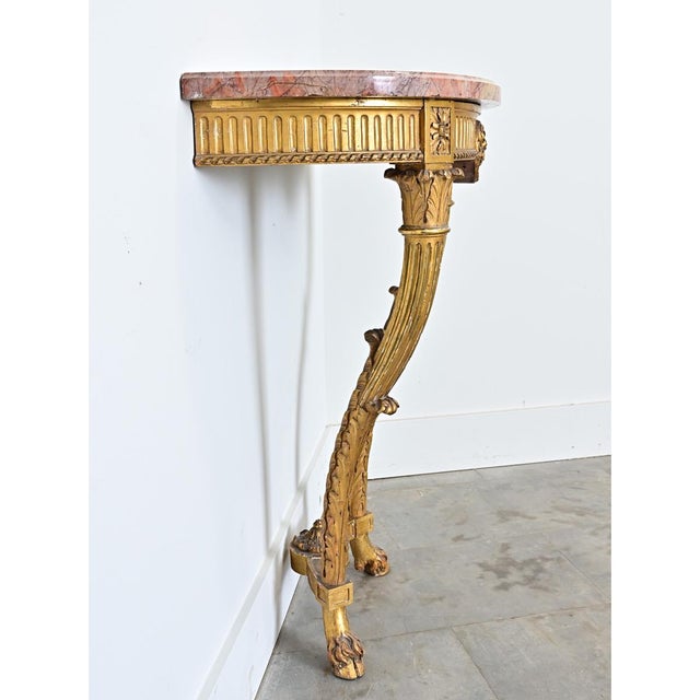 Early 19th Century French 19th Century Giltwood Marble-top Wall Console For Sale - Image 5 of 12