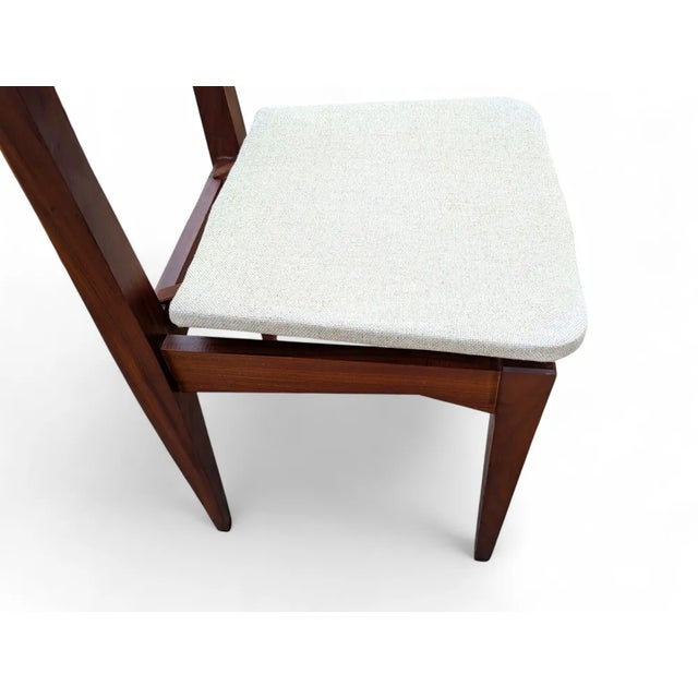 Vintage Teak and White Fabric Chairs, 1950s, Set of 6 For Sale - Image 9 of 10