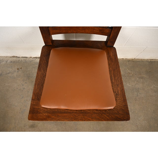 Wood Limbert Antique Mission Oak Arts & Crafts Side Chair or Dining Chair, Circa 1910 For Sale - Image 7 of 12