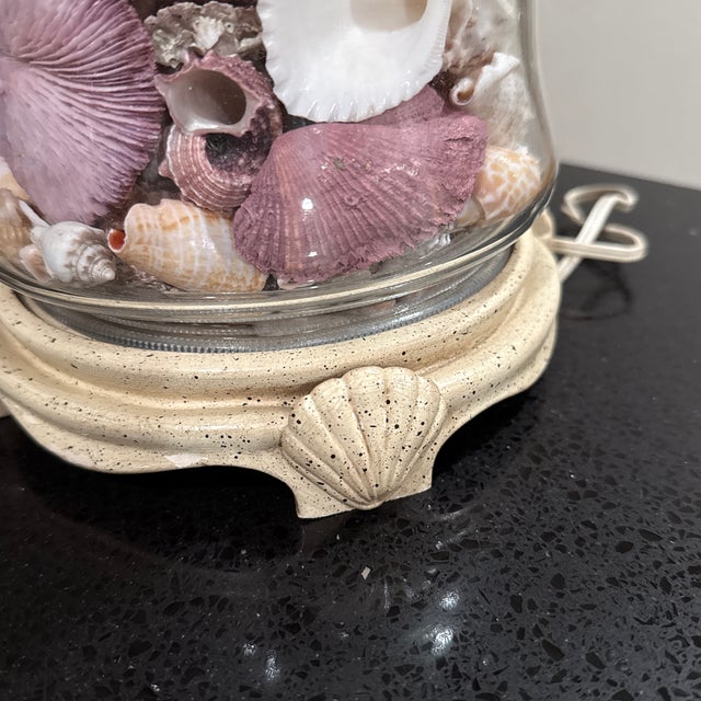 Vintage Glass Seashell Lamp For Sale - Image 4 of 7