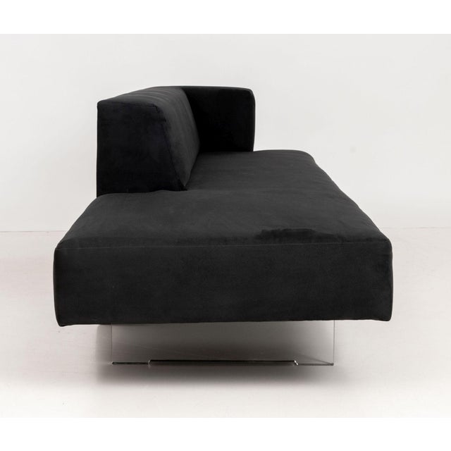 Vladimir Kagan "Omnibus" Black Suede Upholstered Sofa For Sale - Image 9 of 10