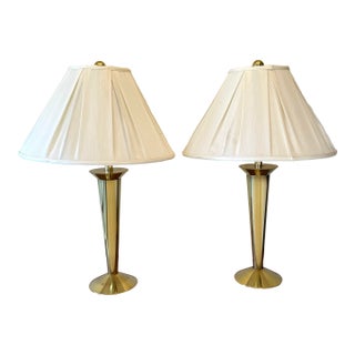 1960s Stiffel Brass Torch Form Table Lamps—a Pair For Sale