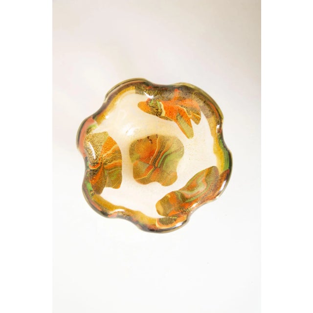 Vintage Murano Glass Patchwork Bowl by Avem Gold Aventurine, Orange, Red Green 1950's For Sale In Miami - Image 6 of 13
