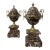 Pair French Regency Style Rosso Levano Marble Gilt Bronze Ormolu Urns Vases 19Ct For Sale