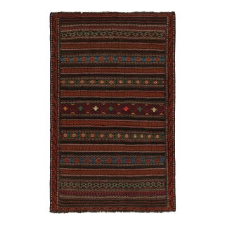 1950s Vintage Baluch Tribal Kilim in Brown With Geometric Patterns, From Rug & Kilim For Sale
