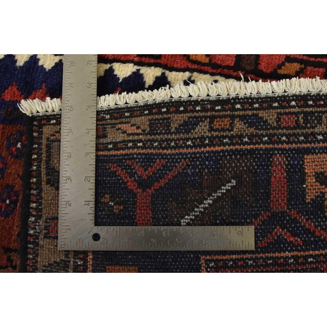 Zanjan Rug 4'5'' X 7'5'' Red Wool Vintage Tribal Hand-Knotted Oriental Carpet For Sale - Image 12 of 12