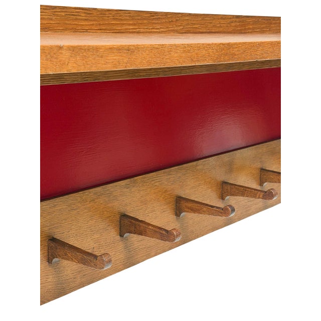 Wood Art Deco Modernist Wall Coat Rack in Oak and Lacquer by Jan Brunott, 1920s For Sale - Image 7 of 12