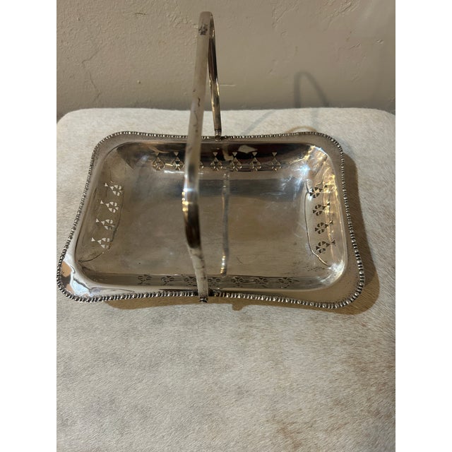 Vintage English Silver Plate Pierced Basket With Swing Handle C. J. Vander Ltd., Sheffield For Sale In San Francisco - Image 6 of 9