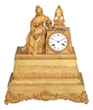 Charles X Gilt Bronze Figural Mantel Clock