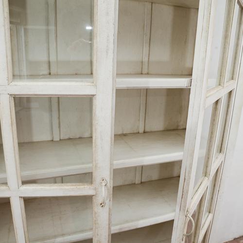 Display Cabinet with Shelves and Whitewashed English Glass Doors For Sale - Image 6 of 9